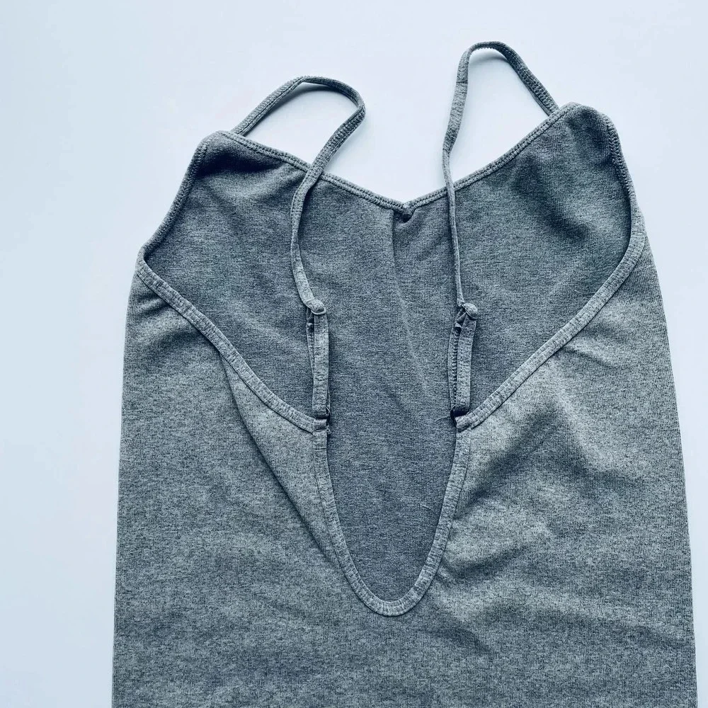 Free People Intimately Bodysuit Scoop Back Sleeveless Grey Size Medium/Large NEW